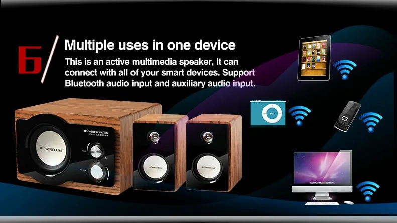 Tp-беспроводной 2.1CH деревянный динамик беспроводной Bluetooth динамик 40 Вт сабвуфер динамик домашний кинотеатр громкий динамик
