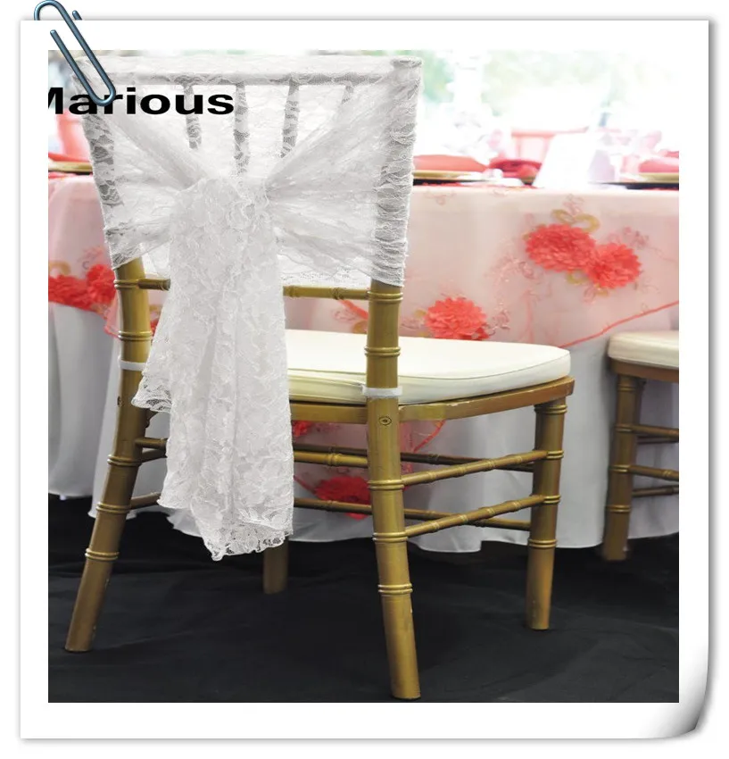 

2017 New Style !!! 100pcs Wholesale Marious Chiffon Ivory Chair Hood & Lace chair sash FREE SHIPPING