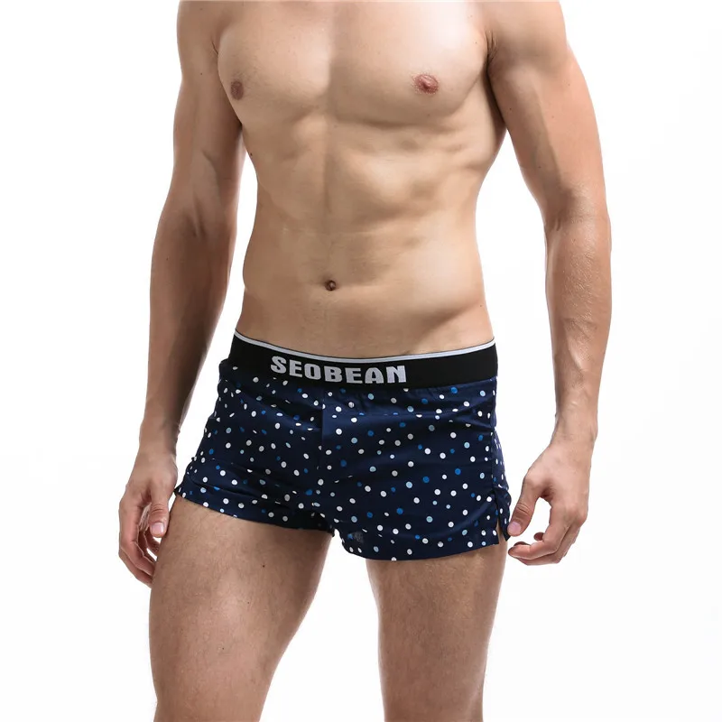 SEOBEAN, бренд, нижнее белье для мужчин, Lounge, мужские боксёры, хлопок, повседневная домашняя одежда для сна, трусы, U выпуклая сумка для пениса, мужские боксеры
