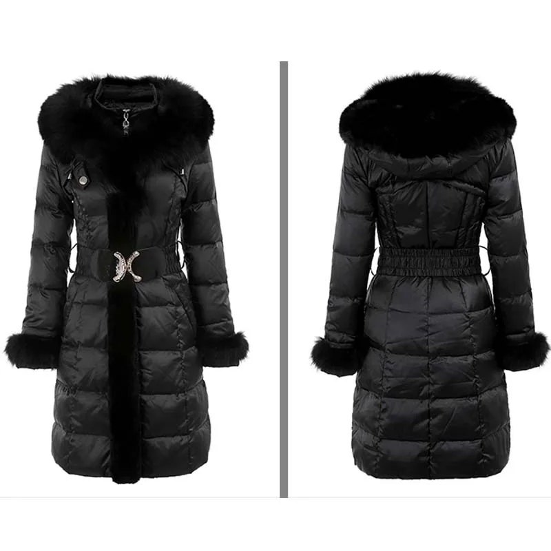 Зимняя куртка женская 2018 Женская парка с натуральным лисьим меховым воротником