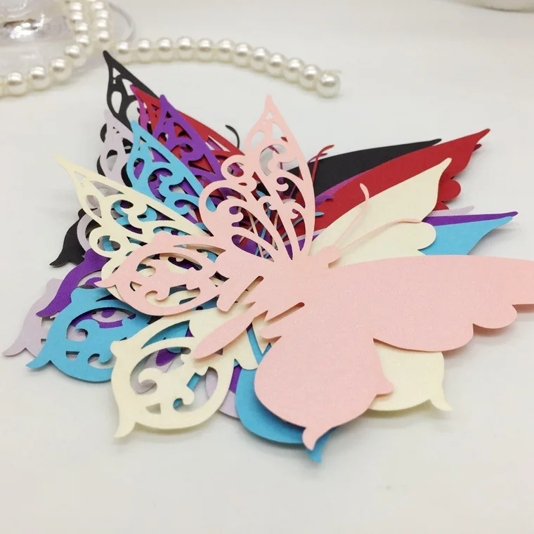 Butterfly Shape Red Wine Cup Card Laser Engraved Wedding Birthday Party Glass Table Decoration Supplies 5zSH054 | Дом и сад