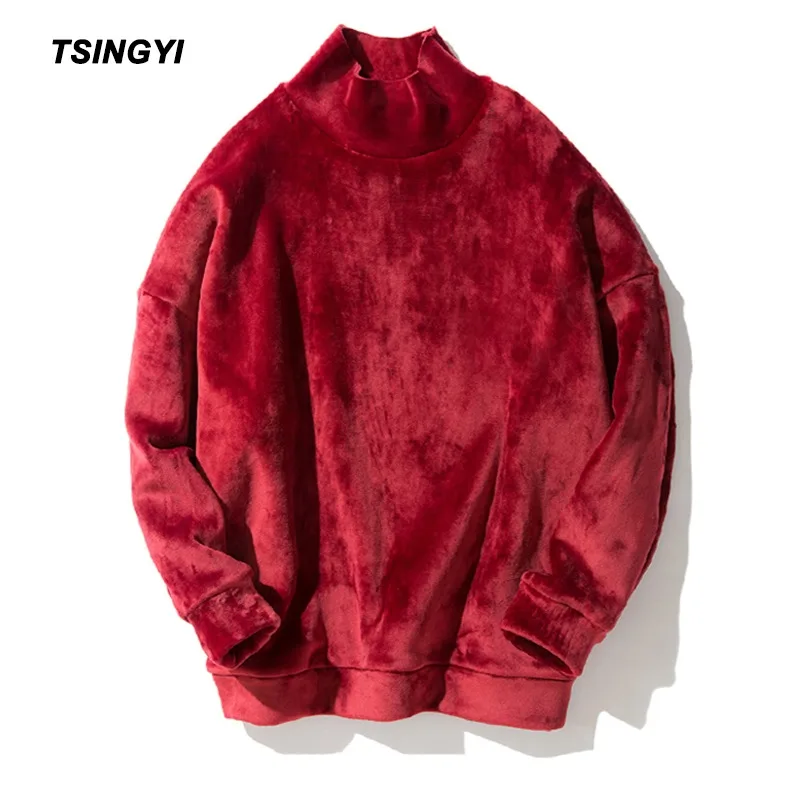 A009WY94 red Tsingyi, пуловер, одноцветные, Astroworld, толстовки для мужчин и женщин, Kanye, уличная одежда, хип-хоп, водолазка, худи, Homme, золото, бархат, 5XL, толстовки - Цвет: A009WY94 red