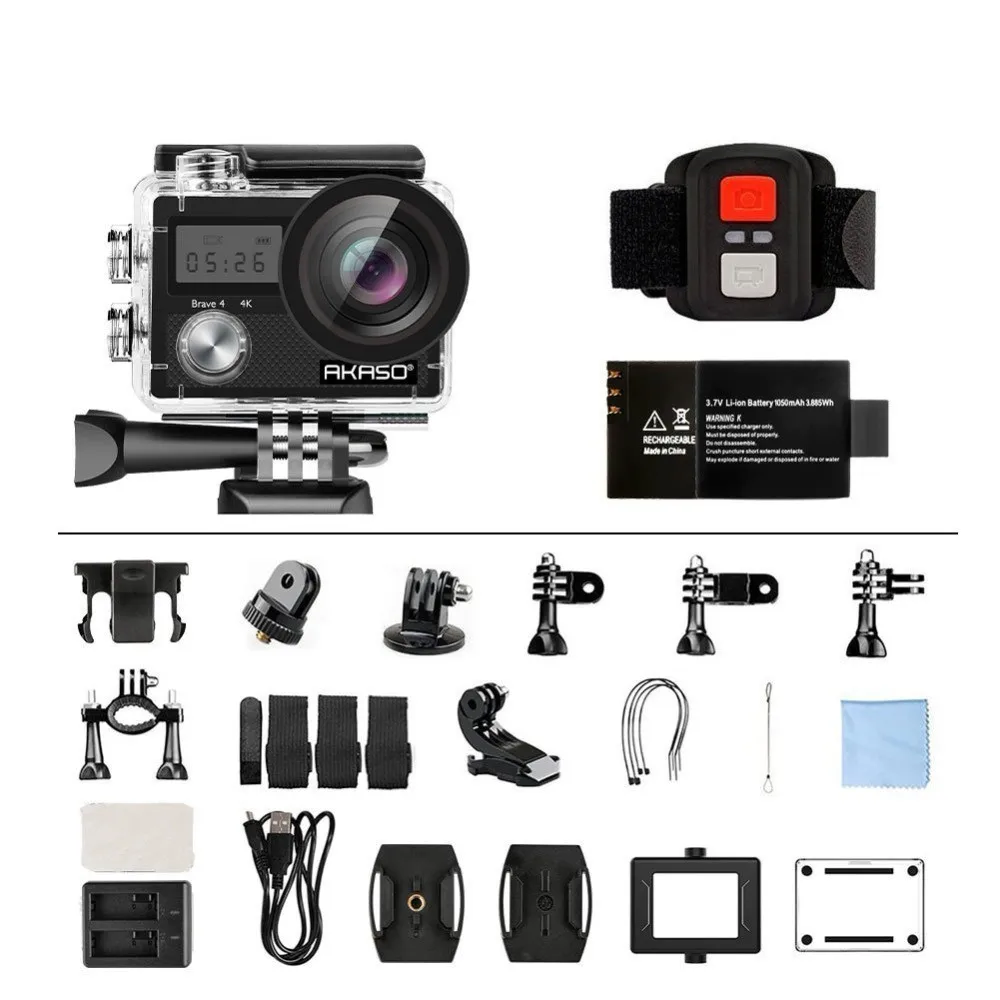 

AKASO Brave 4 Action camera Ultra HD 4K WiFi 2.0" 170D 20MP Underwater Waterproof Helmet Cam Camera Sport Cam
