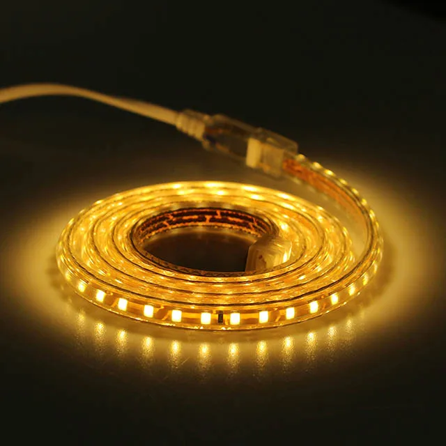 Warm White Светодиодная лента Водонепроницаемая SMD 5050 светодиодная лента AC220V гибкая 60 светодиодов/метр наружное садовое освещение с европейской вилкой - Испускаемый цвет: Warm White