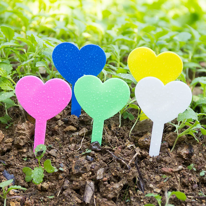 

50 Pcs Garden Plant Labels Plastic Plant Tags Markers Nursery Pots Garden Decoration Seedling Tray Mark Tools Heart Shape