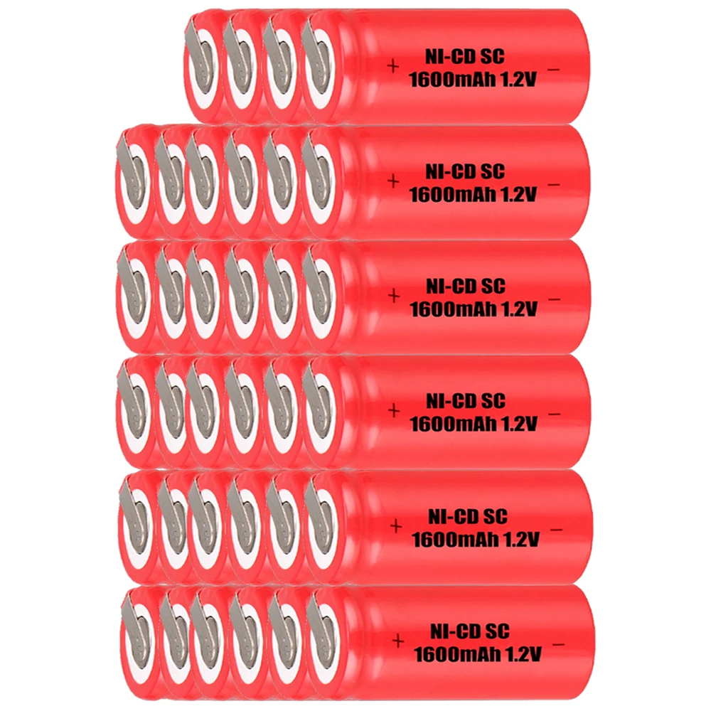 Самая низкая цена 34 шт аккумулятор SC 1 2 v батареи перезаряжаемые 1600 mAh nicd Батарея
