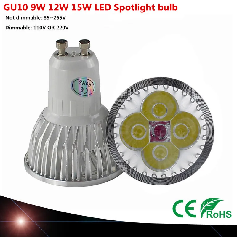 

10x Cree GU10 led 9W 12W 15W gu led lamp Led Spotlight AC85-265V Bright CE/RoHS Warm/Cool White,Free Shipping