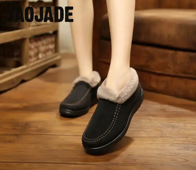 2017 Winter Warm Plush Size35-42 Women Shoes Snow Boots Fur Inside Antiskid Bottom Keep Mother Casual | Обувь