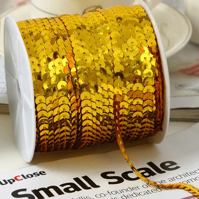 10 ярдов золотистые Плоские Блестки из ПВХ 6 мм|spangle sequin|sequin spangleflat sequins |