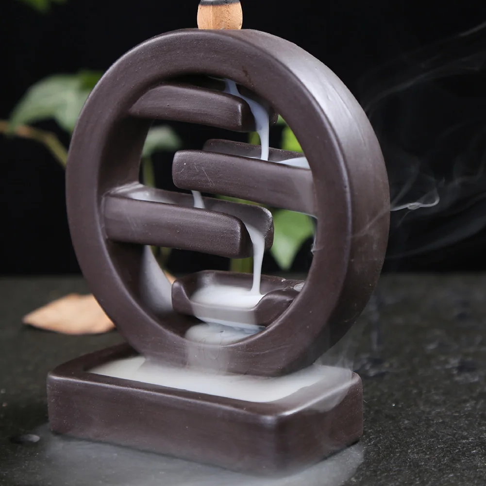 Round Gift Handicraft Living Room Censer Ceramic Burner Cones Backflow Office Incense Holder 4 Layer Home Decoration Plate | Дом и сад