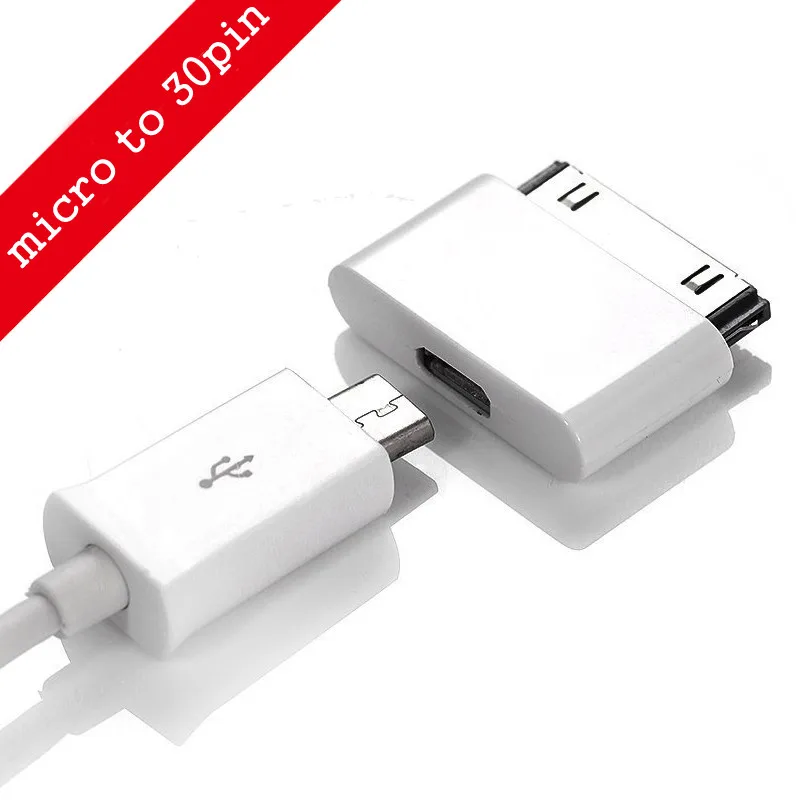 Micro USB на 30 Pin USB переходник, конвертер кабель адаптер для iPhone 4 4S 4G 3GS телефон для iPad iPod зарядное устройство адаптер