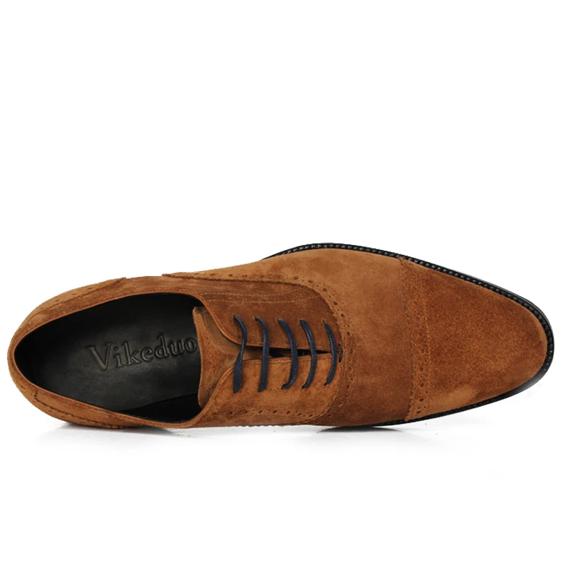 Vikeduo Vintage Suede Oxford Shoes Men Casual Wedding Office Business Shoe Male Classic Zapatos Hombre Handmade Brown Footwear | Обувь