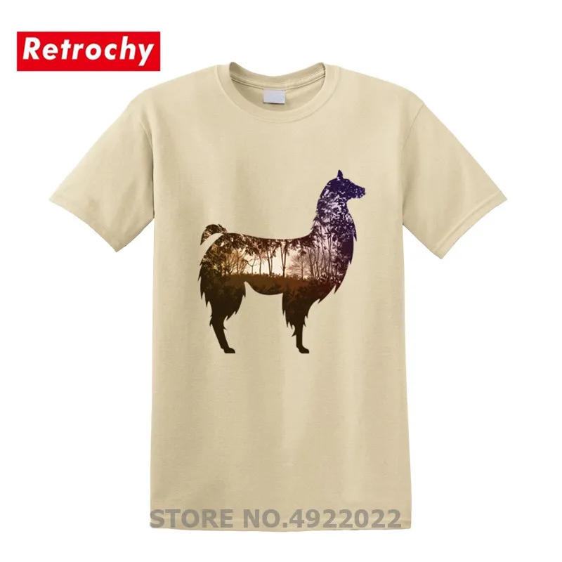 Ламы пейзаж природы леса футболка Geek Hipster животного Llama высокого качества