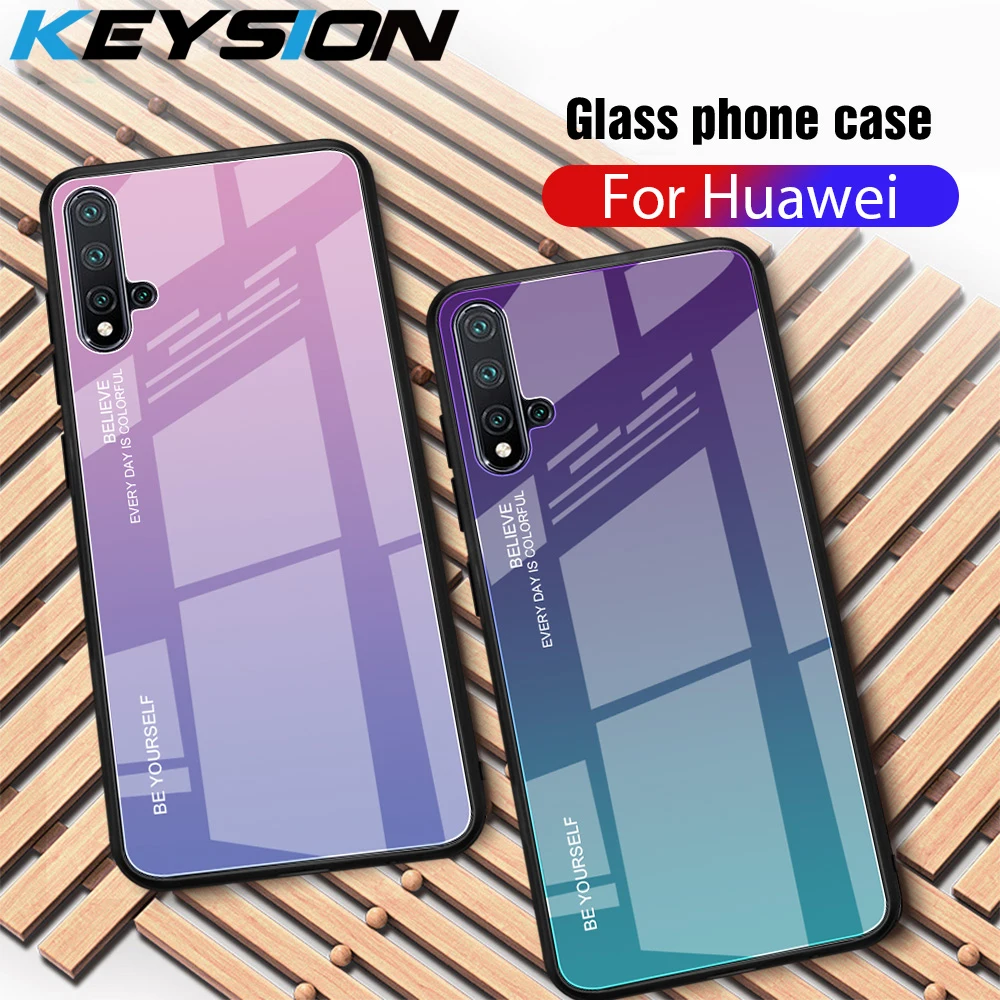 Градиентный чехол-накладка из закаленного стекла и силикона для Huawei Honor 20 Pro 8S P30 P20