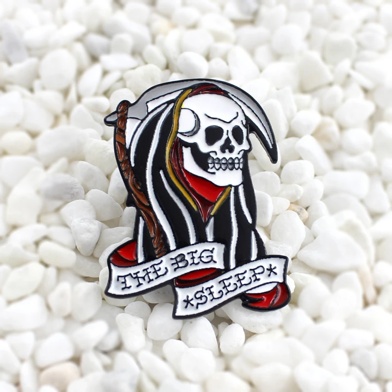 Злой Грим жнец Скелет Эмаль Голова иглы висит серп носить плащ Брошь Личность