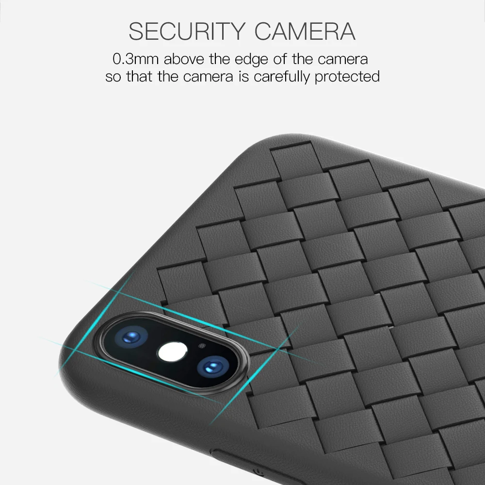 KEYSION Super Soft Phone Case For iPhone 8 Luxury Grid Weaving Cases 6 6s 7 Plus X Cover Silicone Accessories Black |