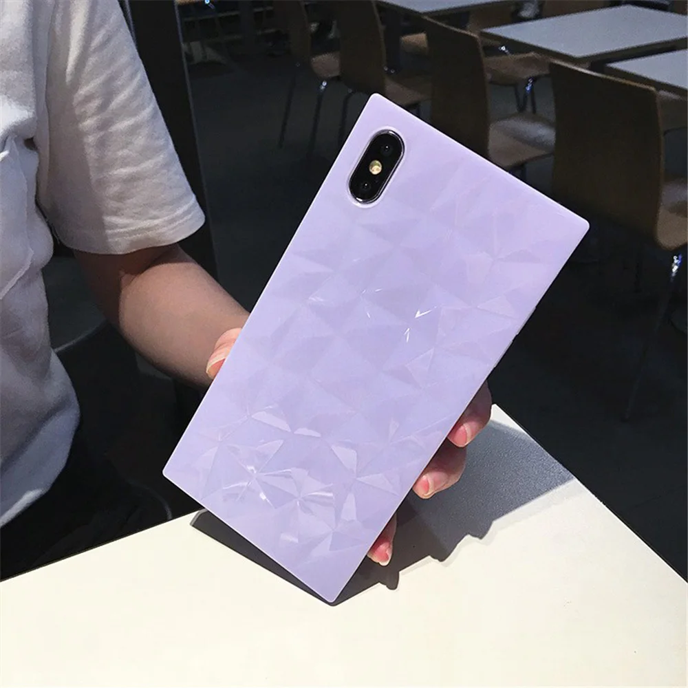 Чехол для телефона N1986N для iPhone 6, 6s, 7, 8 Plus, X, XR, XS Max, модный, с алмазной текстурой, квадратный дизайн, прозрачный, мягкий, ТПУ, для iPhone X, Fundas