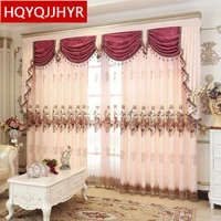 2019 european style luxury embroidered living room floor curtain luxury villa custom bedroom curtains 5 star hotel luxury drapes