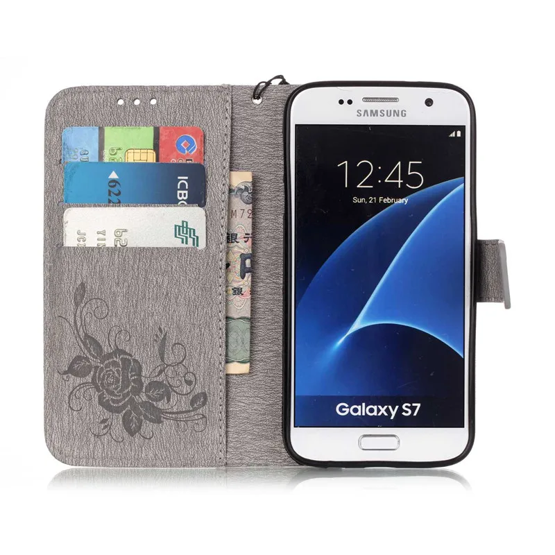 Для Samsung Galaxy S7 Edge Высокое качество тиснение цветы Бабочка Дизайн Магнитная кобура
