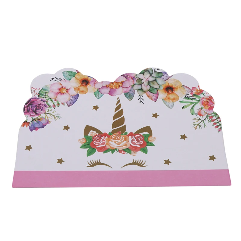 10 шт./лот мультяшный Единорог темы вечерние бумажные Пригласительные открытки