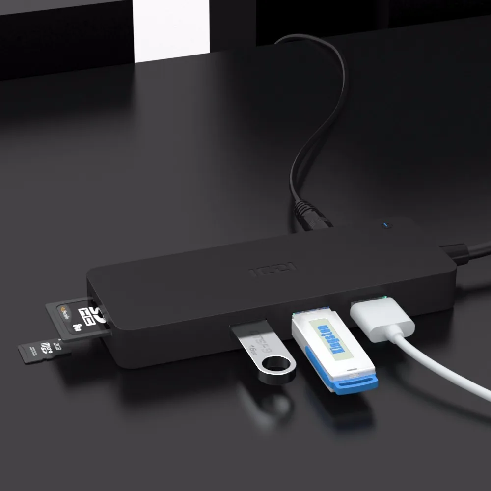 ICZI USB 3,0 концентратор высокая скорость внешней USB 3,0 Порты для передачи данных SD+ TF концентратор для окна Mac и подключаемый к ноутбуку через USB концентраторы