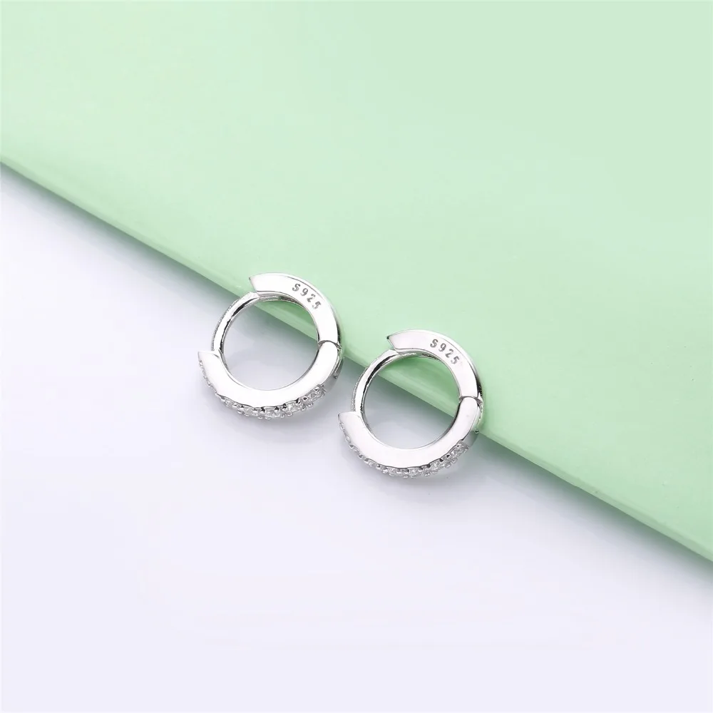 Moonmory дизайн 925 пробы серебряные Huggie серьги-кольца с голубыми камнями CZ серьги для европейских женщин популярные ювелирные изделия