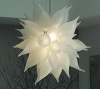 creative round led crystal chandelier lights white wedding home decorative hand blown glass chandelier lighting