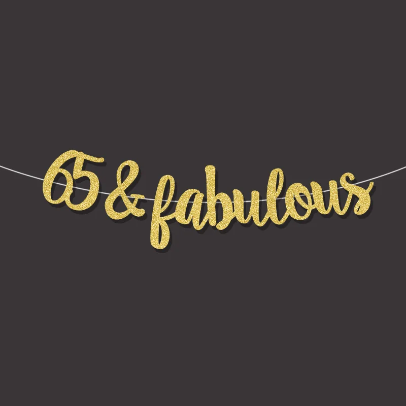 gold Золотой/черный/серебряный блеск 65& замечательный баннер 65-й happpy День Рождения Декор 65 юбилейные праздничные украшения поставки - Цвет: gold