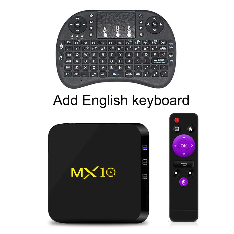 MX10 ТВ приставка Android 9,0 RK3328 четырехъядерный 64 бит DDR 4 ГБ 32 ГБ 4K HD Wifi 100M LAN USB 3,0 KD медиаплеер Pk H96 Pro 3g 32G ТВ приставка - Color: Add English Keyboard