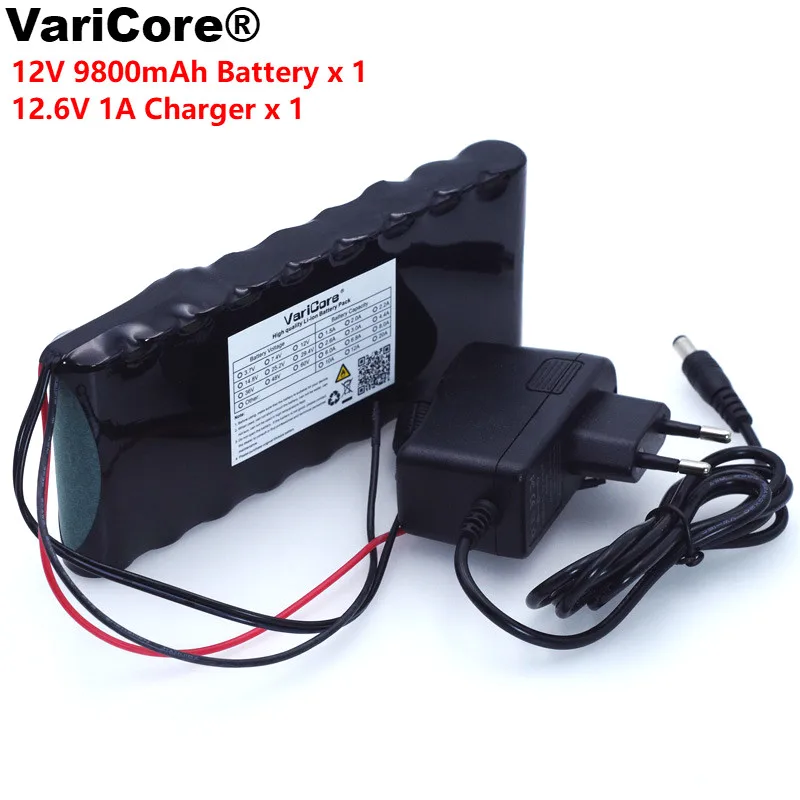 

VariCore 12 В 9800 Ач 18650 мАч 5,5 перезаряжаемая батарея 12 В Защитная плата CCTV монитор аккумулятор постоянного тока 2,1*12,6 мм + в 1A зарядное устройство