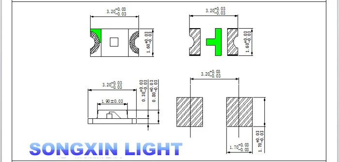 200PCS 1206 Blue Led Super Bright SMD LED diodes 3.2*1.6*0.8MM 460-470NM light-emitting | Электронные компоненты и