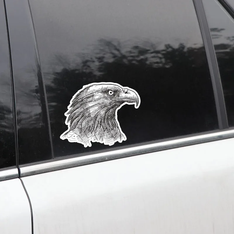 YJZT 14.5CM*10.8CM Stylish Hand Drawn Sharp-eyed Eagle PVC Motorcycle Car Sticker 11-01213