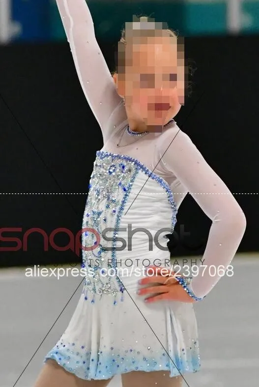 

Платье для фигурного катания, Белое Женское платье на заказ для соревнований по катанию на коньках, одежда для девочек, платье для катания на коньках, бесплатная доставка B12