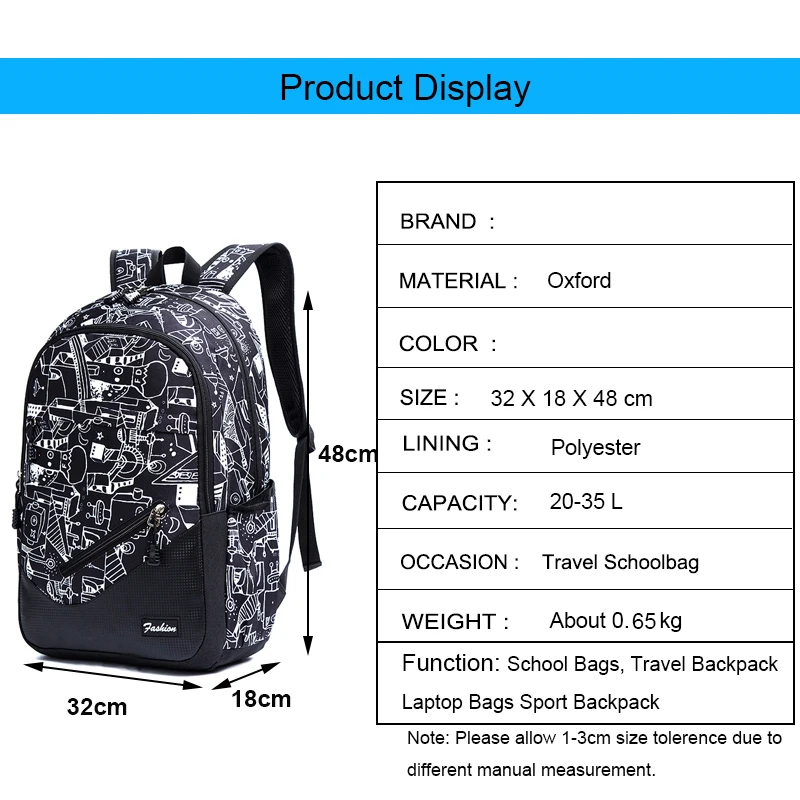 Водонепроницаемый Оксфорд фабричные рюкзаки для мальчиков принт школьные