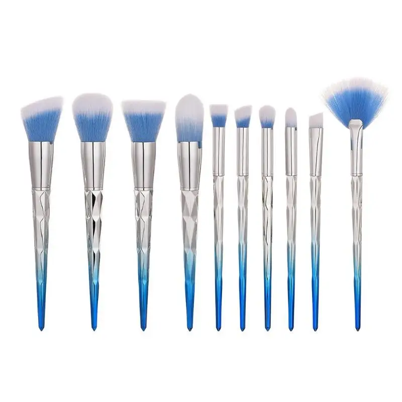 10pcs Professional Gradient Color Makeup Brushes Luxury Diamond Foundation Concealer Blushes Brushes Cosmetic Tool - Handle Color: 03