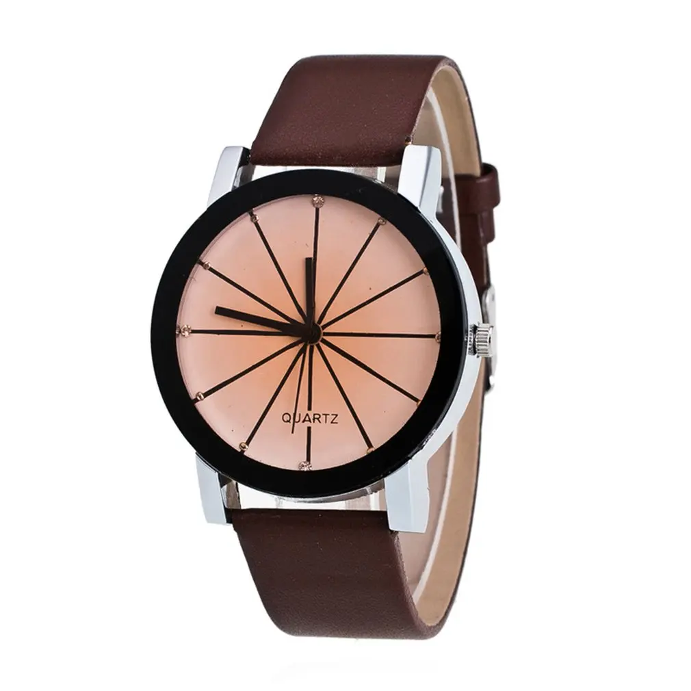 Парные наручные часы из нержавеющей стали кожаный ремешок Круглый браслет кожи