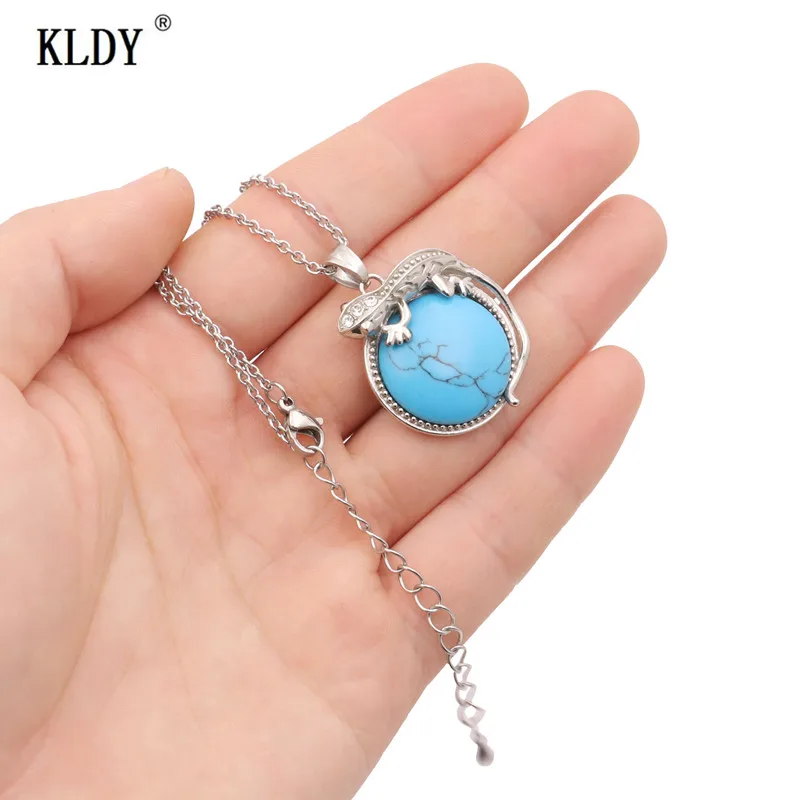 KLDY turquoises Necklaces pendants for women Classic Special Gecko Design neckless girl unique Fashion Jewelry Wholesale 2018 | Украшения и