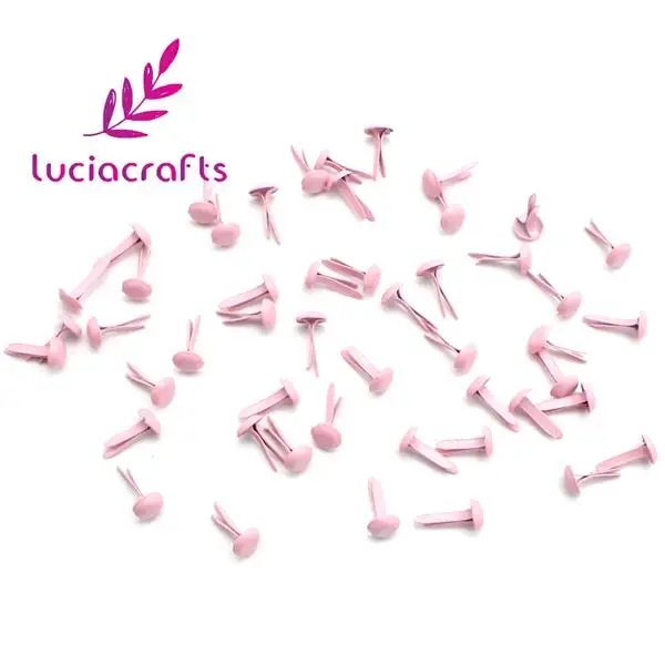 light pink Lucia crafts 50 шт 1x0,6 см пастельные Круглые Металлические Brads DIY Скрапбукинг декоративные застежки Брэд металлические ручной работы G0937 - Цвет: light pink