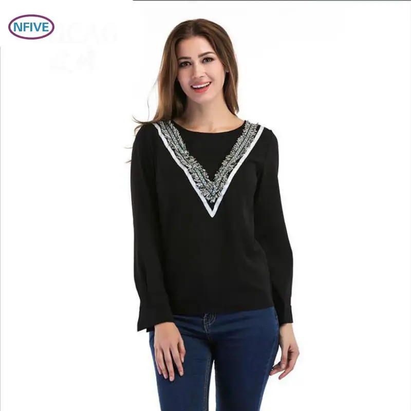NFIVE Brand 2017 Women Thin Lace T-shirts Europe And America Autumn New Long Sleeved T-shirt Quality Fashion Casual Loose Shirt | Женская