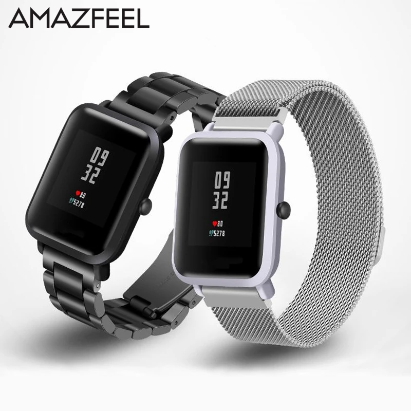 20 мм 22 мм ремешок для часов Amazfit Bip Смарт-часы ремешок Amazfit Stratos 2 металлический браслет из нержавеющей стали huawei gt Honor magic