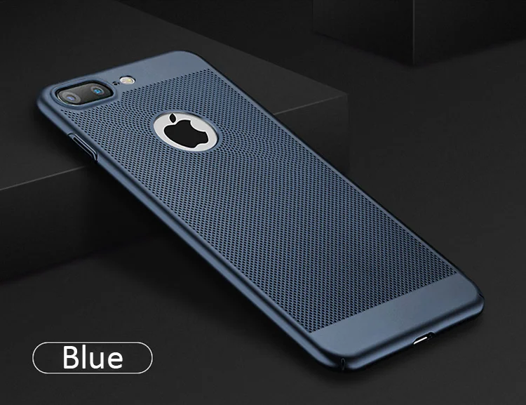 Дышащий чехол для телефона s для iPhone 8 7 6 6S Plus 11 Pro Max охлаждающий Жесткий пластиковый Чехол для iPhone X Xs Max Xr рассеивающий тепло чехол - Цвет: Blue