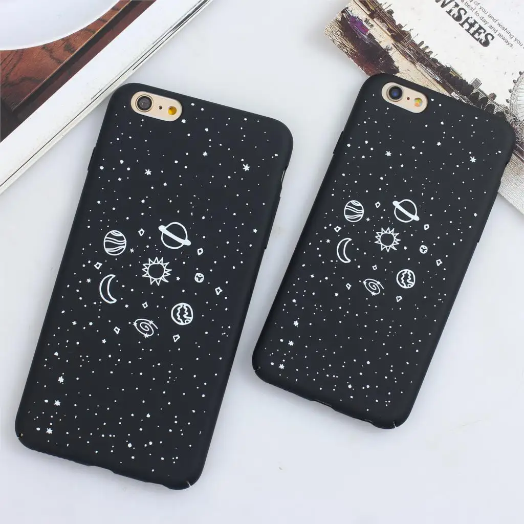 New Coque Funda Phone Case For iPhone 6 6s 7 8 X Plus Hard PC Cover iPhone7 6Plus 7Plus 8Plus Black Star Planet Cases | Мобильные