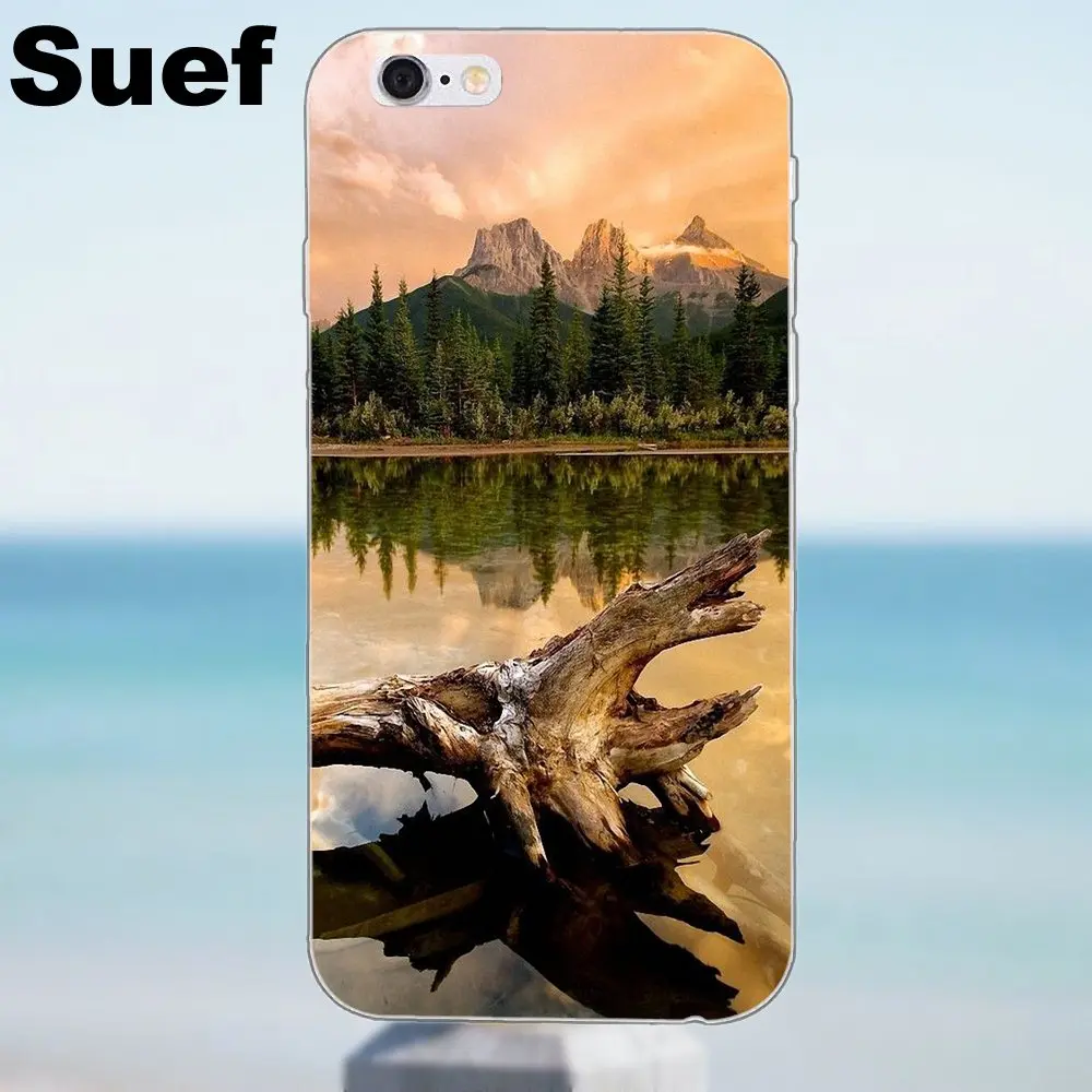 Для iPhone 4 4S 5 5S 5C SE 6 6S 7 8 Plus X Galaxy J1 J3 J5 J7 A3 A5 2016 2017 мягкий оригинальный горный Озеро