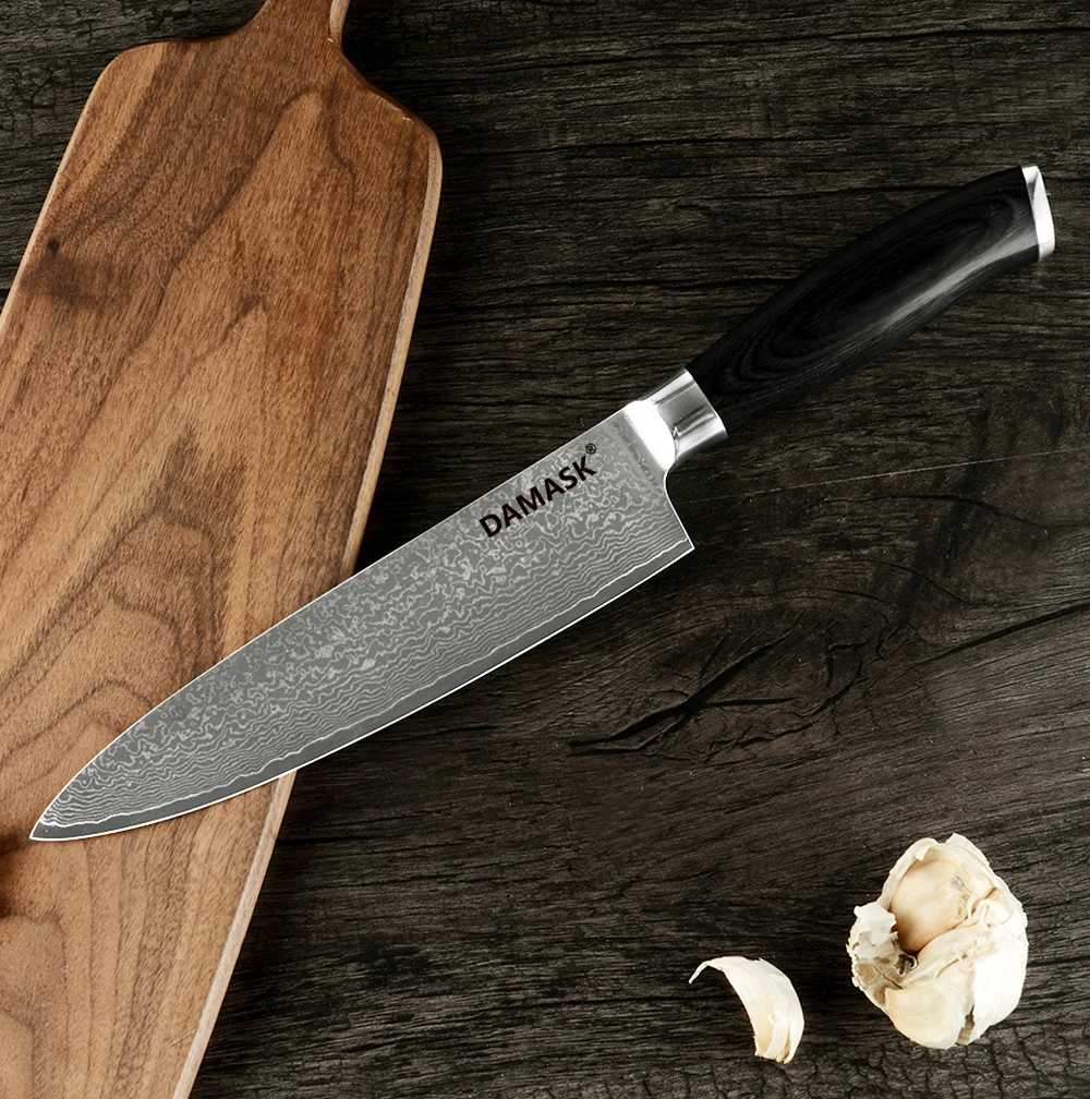 Damask 3 шт. набор японский дамасский кухонный нож шеф-повара Santoku Набор ножей для очистки овощей VG10 ядро 67 слой дамасский кухонный нож