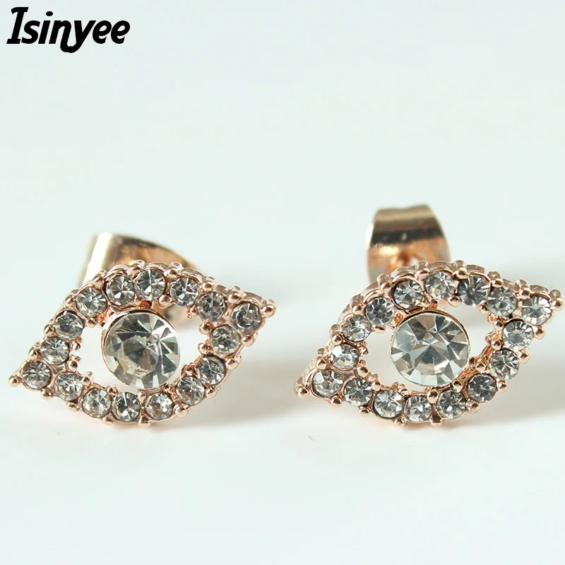 ISINYEE модные хрустальные Турецкий Дурной глаз серьги гвоздики для женщин девушек