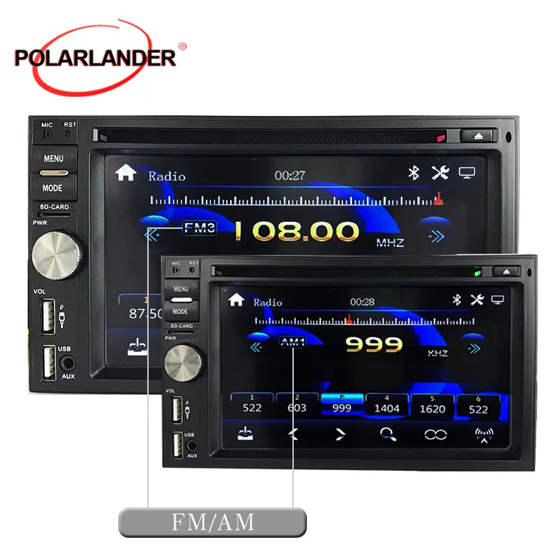 

DVD Rdaio 2 Din 6,2 "Авторадио Mirrorlink Bluetooth MP5 плеер HD1080P формат видео Поддержка DVD воспроизведения AM/SD/RDS 7-цветная подсветка