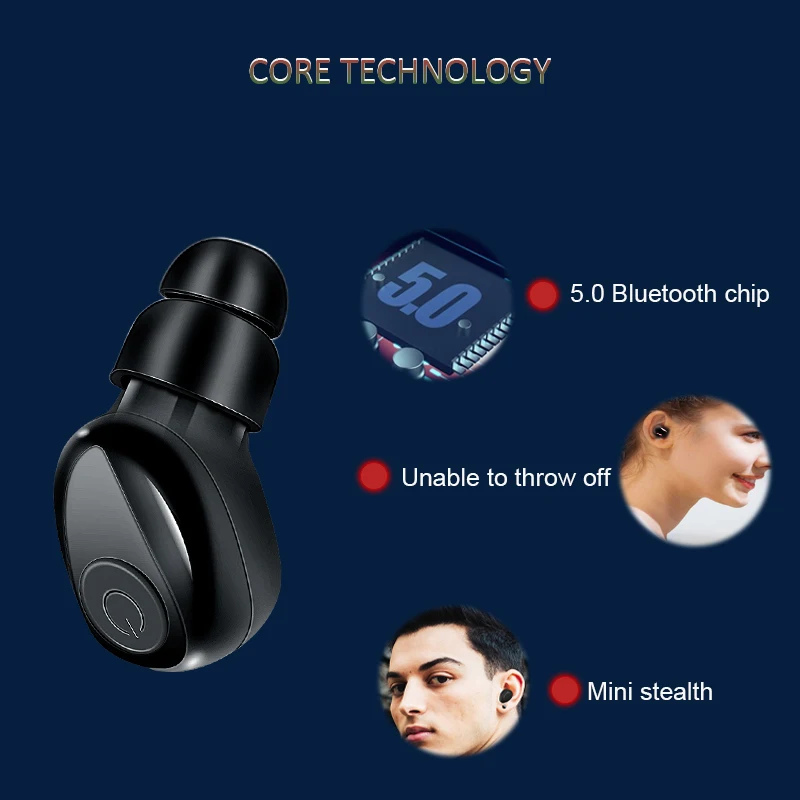 СПЦ Bluetooth наушники 5,0 Невидимый Мини Беспроводной наушники бас наушники гарнитура с 2200 mAh зарядки коробка Мощность банк