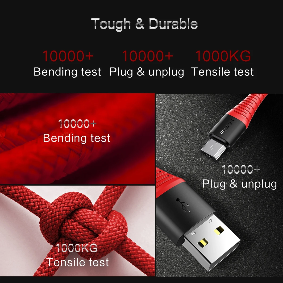 ROCK Hi-tensed 3A Micro USB кабель для samsung Xiaomi LG USB быстрая зарядка данных Плетеный зарядный кабель Android телефон