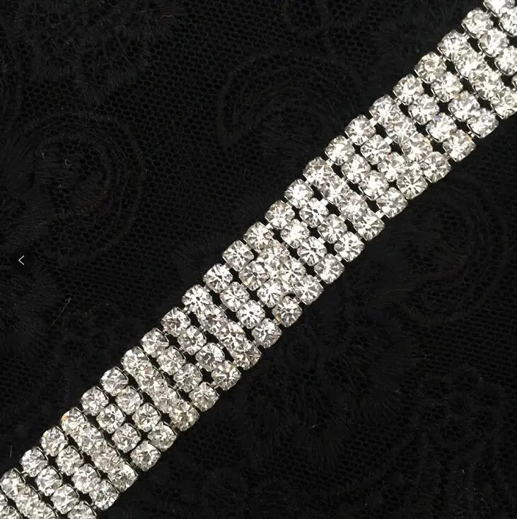 1 Yard 16mm Width SS16 High Quality Beautiful 4 Rows Silver Gold Net Shiny Rhinestone Trims Chain for Wedding Dress | Дом и сад