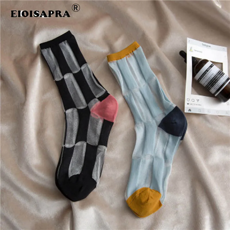 

[EIOISAPRA] Новые женские носки, модные, тонкие, прозрачные, 2 цвета, шелковые, высококачественные, эластичные